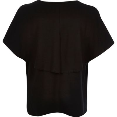 Girls black cape back t-shirt